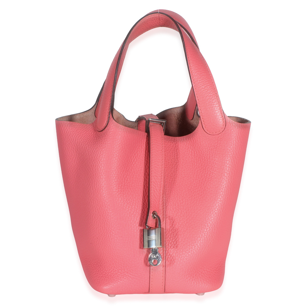 Hermès Rose Confetti Clemence Picotin Lock 18 PHW